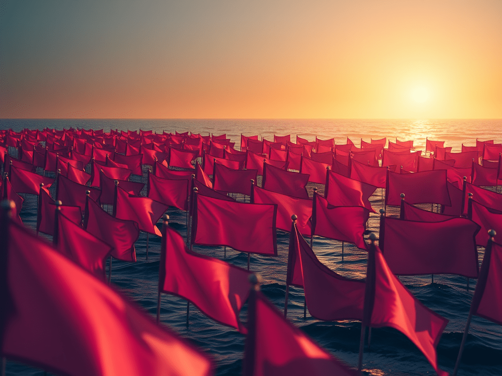 Daily Prompt – A Sea of Dark Pink Flags 9.9.25&nbsp;TW