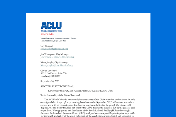 ACLU – Letter to&nbsp;Loveland